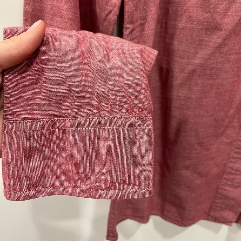 Patagonia Women’s Long Sleeve Chambray Shirt Button Down Size 2 Red - Picture 5 of 8